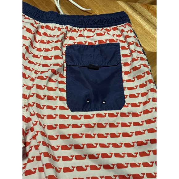 Vineyard Vines Mesh Lined Swim Trunks AOP  Red White Blue Whale Print Mens‎ L - Picture 6 of 7